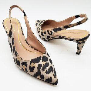 Cole Haan Vandam Women's 8.5B Leopard Print Sling Back Pointy Toe Pump $150
